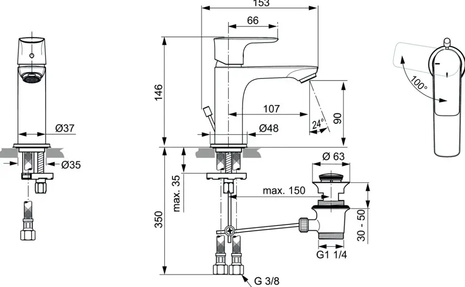 Ideal Standard - Connect Air - Mosdó csaptelep - A7008AA – 2. kép