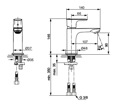 Ideal Standard - Connect Air - Mosdó csaptelep - A7010AA – 2. kép