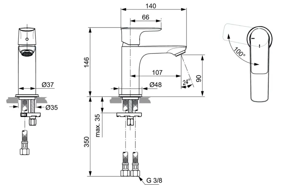 Ideal Standard - Connect Air - Mosdó csaptelep - A7011A2 – 2. kép
