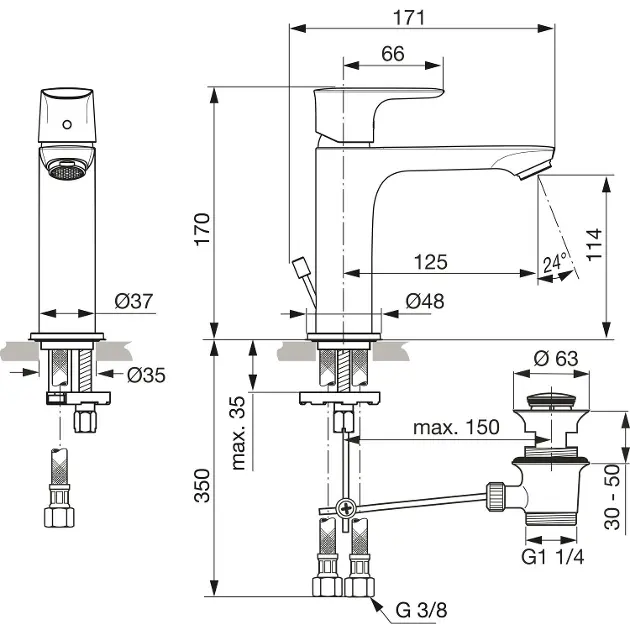 Ideal Standard - Connect Air - Mosdó csaptelep - A7012AA – 2. kép