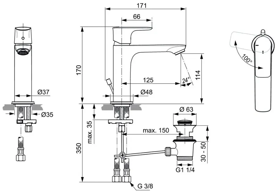 Ideal Standard - Connect Air - Mosdó csaptelep - A7013AA – 2. kép