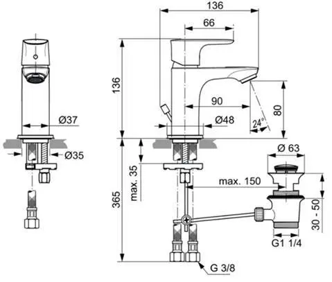 Ideal Standard - Connect Air - Mosdó csaptelep - A7014AA – 2. kép