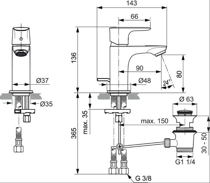 Ideal Standard - Connect Air - Mosdó csaptelep - A7014GN – 2. kép