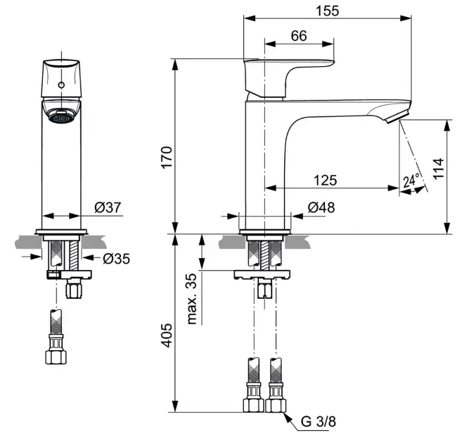 Ideal Standard - Connect Air - Mosdó csaptelep - A7015A2 – 2. kép