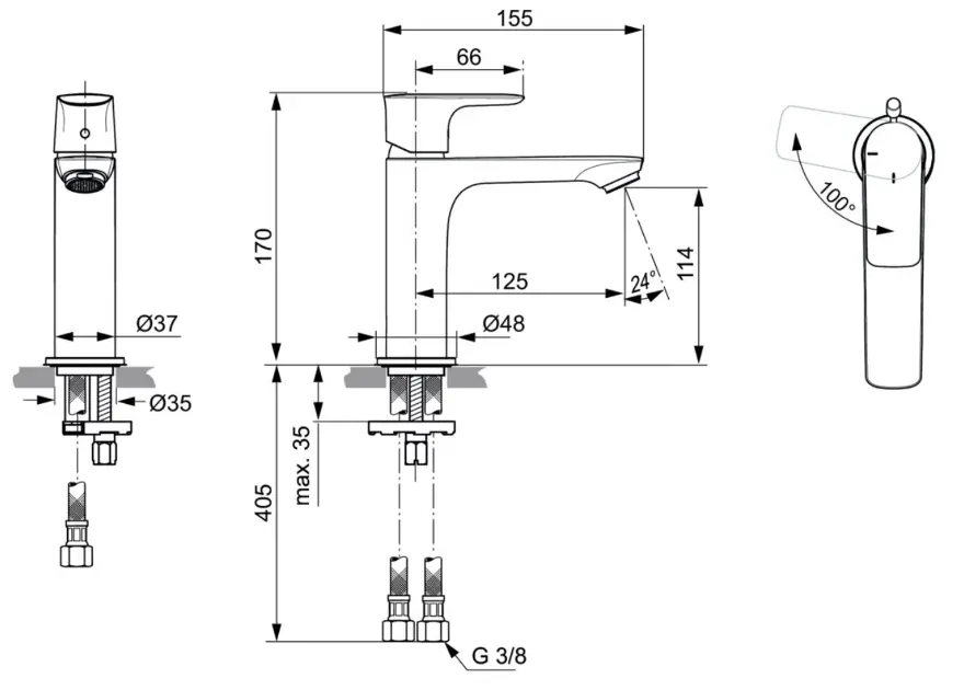 Ideal Standard - Connect Air - Mosdó csaptelep - A7016A2 – 2. kép