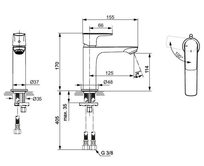 Ideal Standard - Connect Air - Mosdó csaptelep - A7016AA – 2. kép