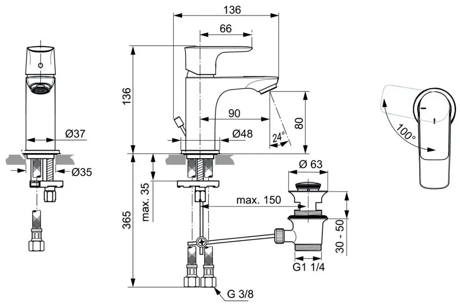 Ideal Standard - Connect Air - Mosdó csaptelep - A7017AA – 2. kép