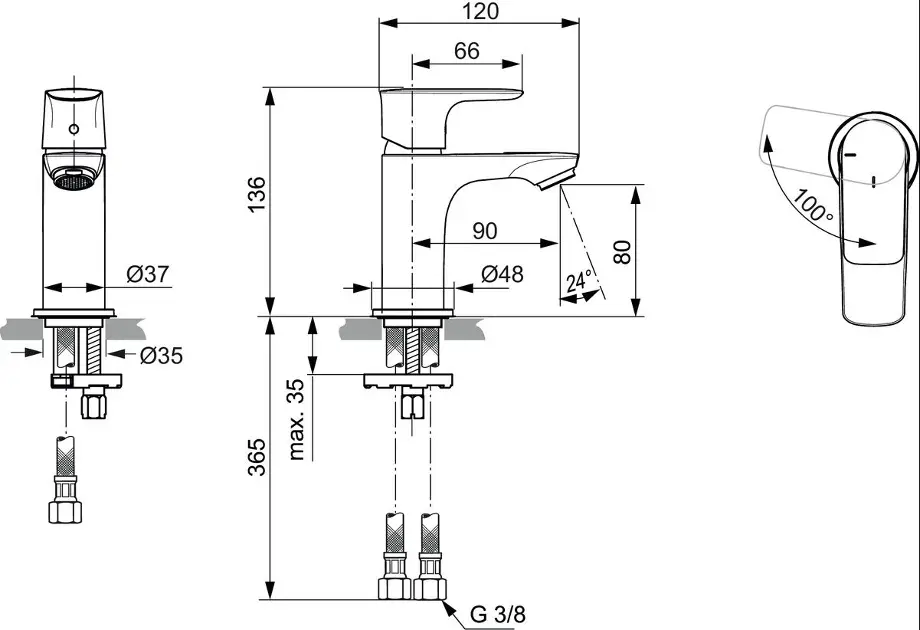 Ideal Standard - Connect Air - Mosdó csaptelep - A7019A2 – 2. kép