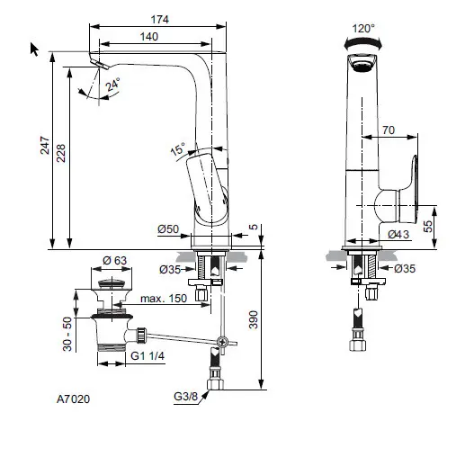 Ideal Standard - Connect Air - Mosdó csaptelep - A7020A5 – 2. kép