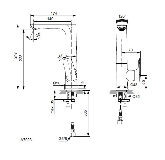 Ideal Standard - Connect Air - Mosdó csaptelep - A7023AA – 2. kép