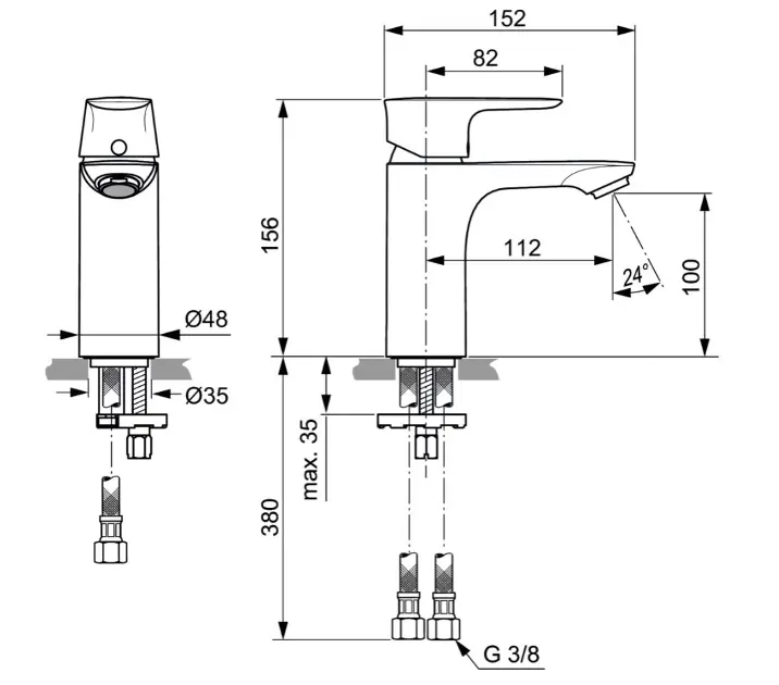 Ideal Standard - Connect Air - Mosdó csaptelep - A7024A2 – 2. kép