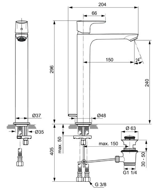 Ideal Standard - Connect Air - Mosdó csaptelep - A7025A5 – 2. kép