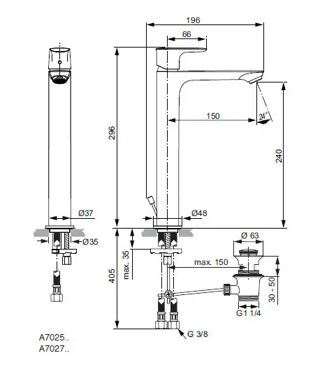 Ideal Standard - Connect Air - Mosdó csaptelep - A7025AA – 2. kép