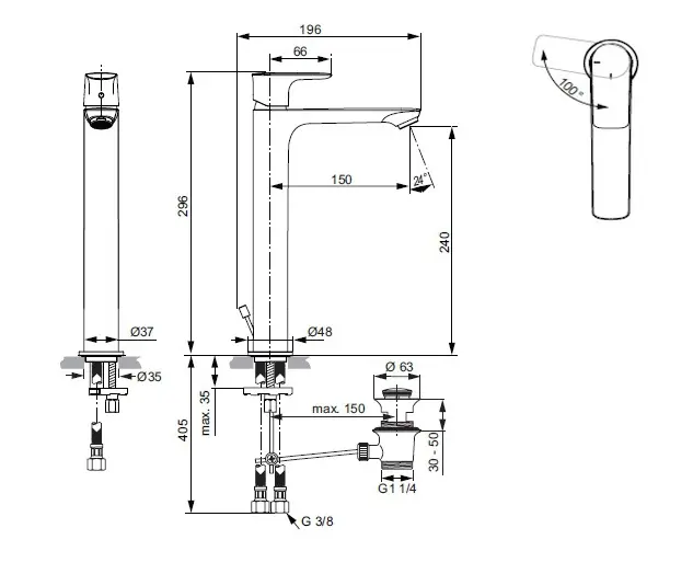 Ideal Standard - Connect Air - Mosdó csaptelep - A7026A5 – 2. kép