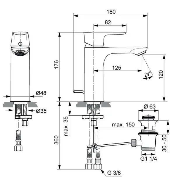 Ideal Standard - Connect Air - Mosdó csaptelep - A7053A2 – 2. kép