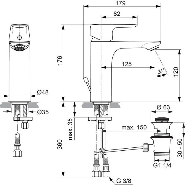 Ideal Standard - Connect Air - Mosdó csaptelep - A7053AA – 2. kép