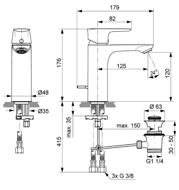 Ideal Standard - Connect Air - Mosdó csaptelep - A7054A5 – 2. kép