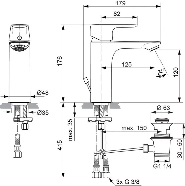 Ideal Standard - Connect Air - Mosdó csaptelep - A7054AA – 2. kép