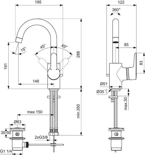 Ideal Standard - Connect Blue - Mosdó csaptelep - B0112AA – 2. kép