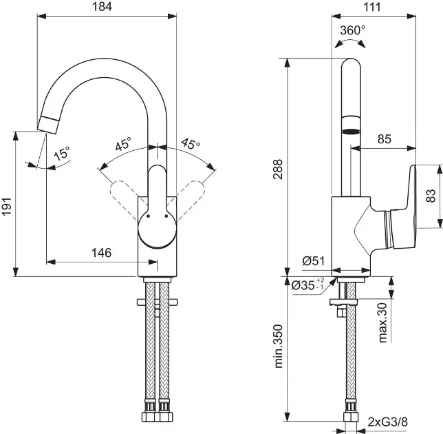 Ideal Standard - Connect Blue - Mosdó csaptelep - B9933AA – 2. kép