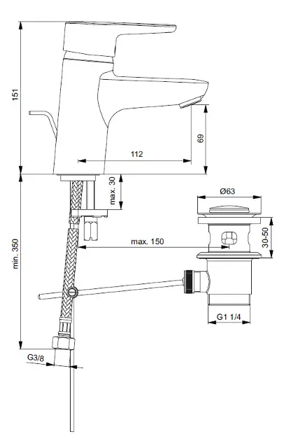 Ideal Standard - Connect - Mosdó csaptelep - B9919AA – 2. kép