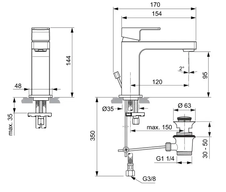 Ideal Standard - Edge - Mosdó csaptelep - A7101AA – 2. kép