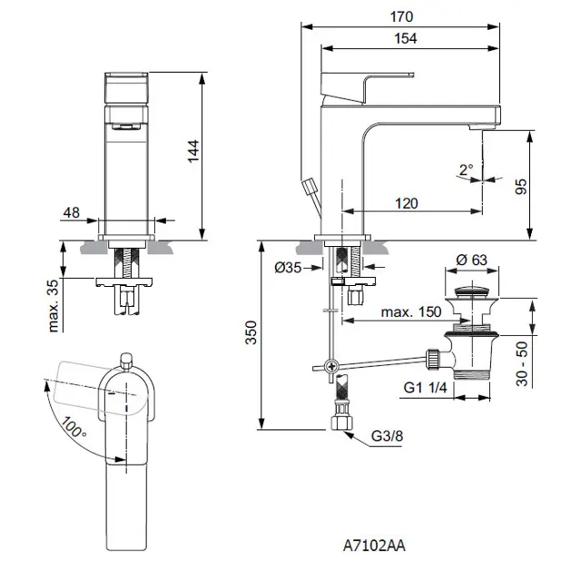 Ideal Standard - Edge - Mosdó csaptelep - A7102AA – 2. kép
