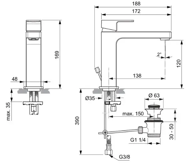 Ideal Standard - Edge - Mosdó csaptelep - A7106AA – 2. kép