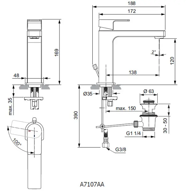Ideal Standard - Edge - Mosdó csaptelep - A7107AA – 2. kép