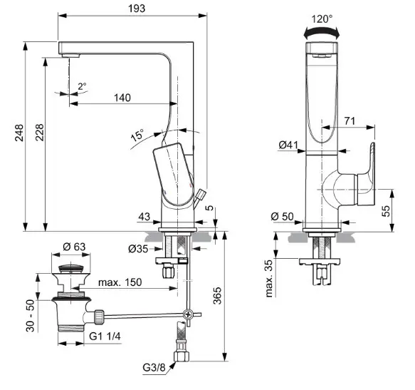 Ideal Standard - Edge - Mosdó csaptelep - A7110AA – 2. kép