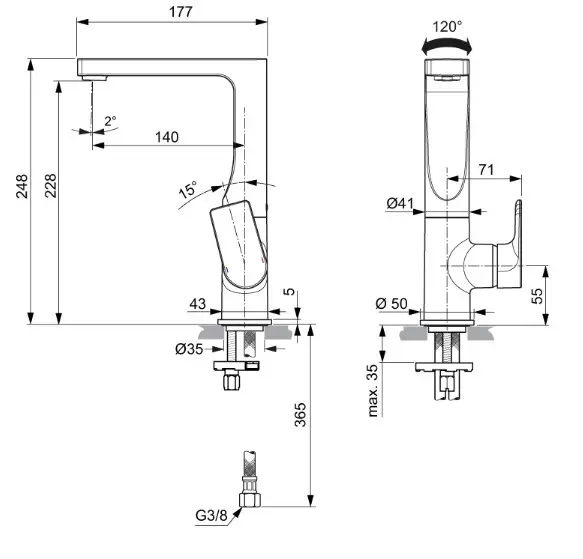Ideal Standard - Edge - Mosdó csaptelep - A7111AA – 2. kép