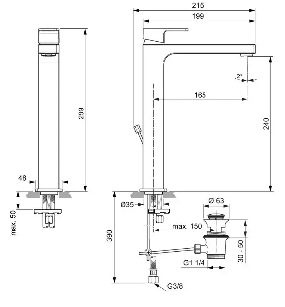 Ideal Standard - Edge - Mosdó csaptelep - A7112AA – 2. kép