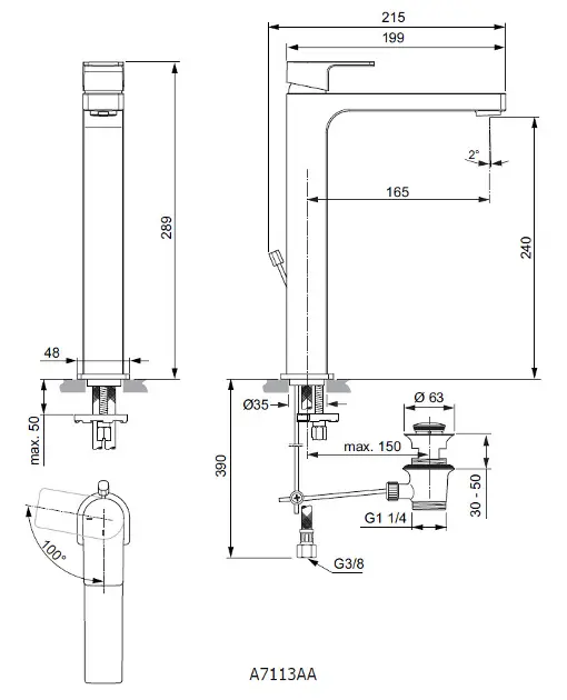 Ideal Standard - Edge - Mosdó csaptelep - A7113AA – 2. kép