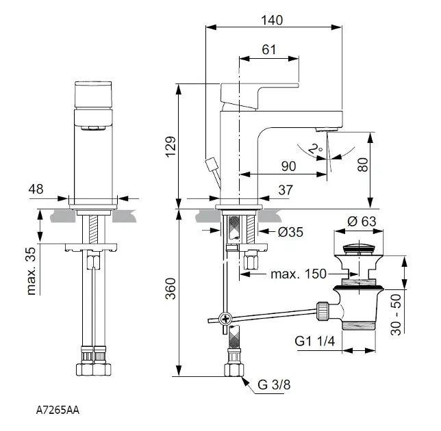 Ideal Standard - Edge - Mosdó csaptelep - A7265AA – 2. kép