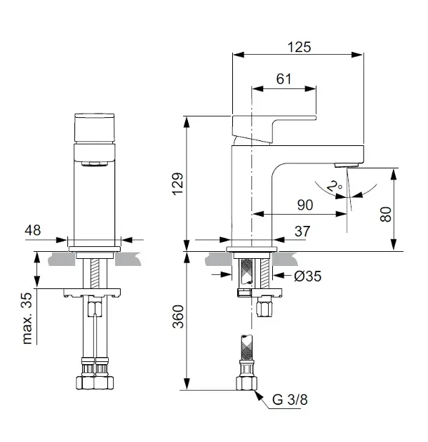 Ideal Standard - Edge - Mosdó csaptelep - A7266AA – 2. kép