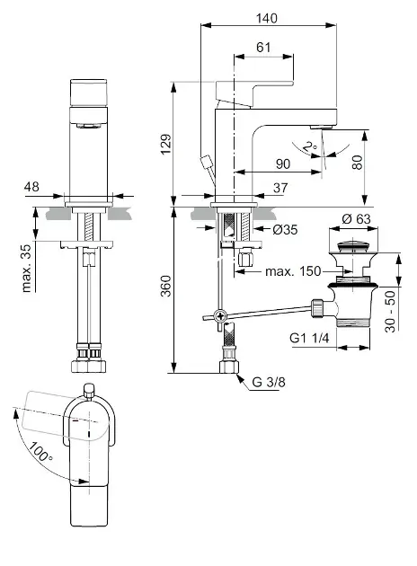 Ideal Standard - Edge - Mosdó csaptelep - A7267AA – 2. kép