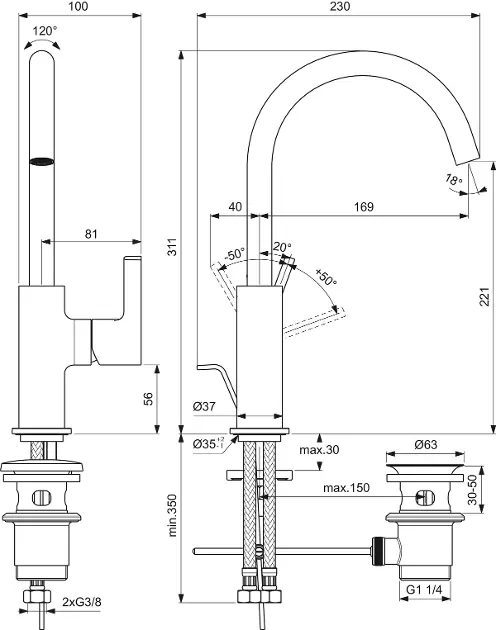 Ideal Standard - Joy - Mosdó csaptelep - BC777GN – 2. kép