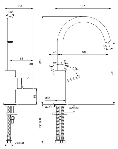 Ideal Standard - Joy - Mosdó csaptelep - BC778GN – 2. kép