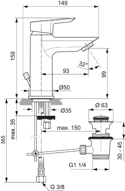 Ideal Standard - Tesi - Mosdó csaptelep - A6557AA – 2. kép