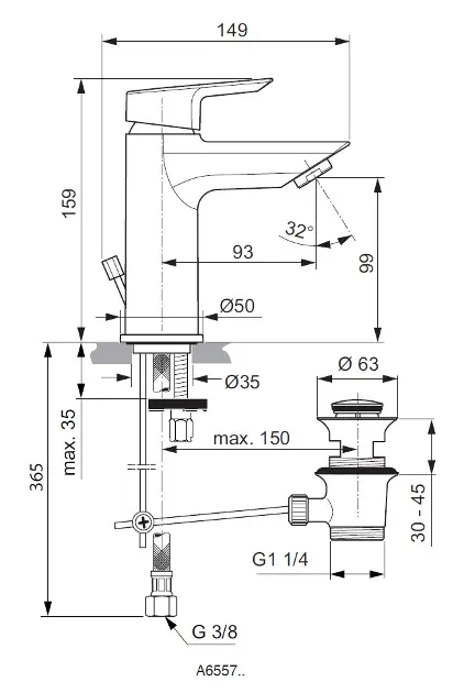 Ideal Standard - Tesi - Mosdó csaptelep - A6558AA – 2. kép