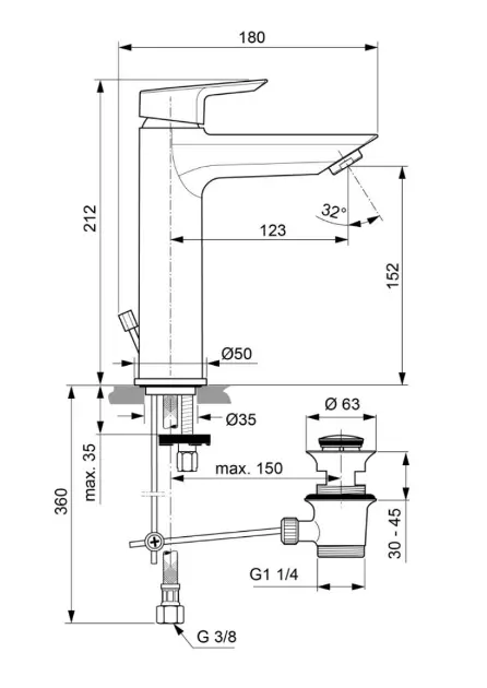 Ideal Standard - Tesi - Mosdó csaptelep - A6564AA – 2. kép