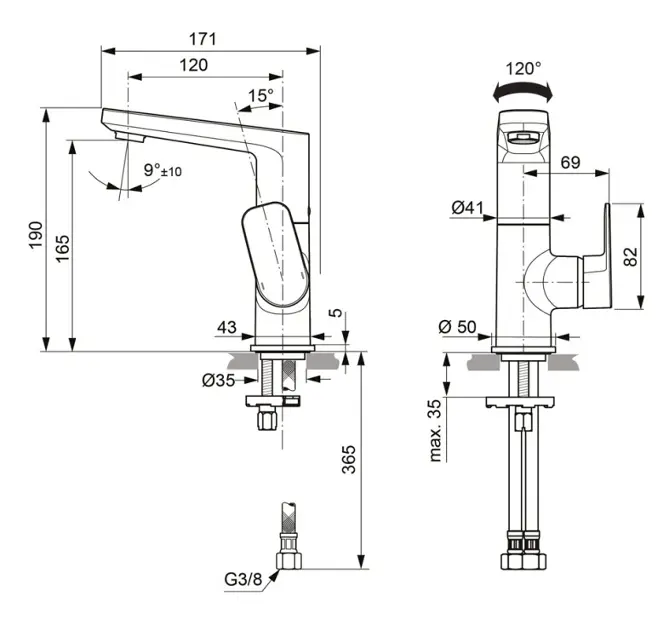 Ideal Standard - Tonic II - Mosdó csaptelep - A6476AA – 2. kép