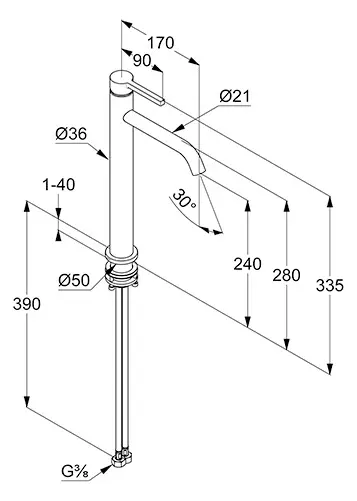 Kludi - Nova Fonte - Mosdó csaptelep - 20298N515 – 2. kép