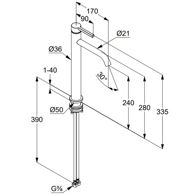 Kludi - Nova Fonte - Mosdó csaptelep - 20298O115 – 2. kép