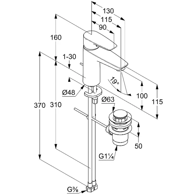 Kludi - Pure&Solid - Mosdó csaptelep - 342930575WR4 – 2. kép
