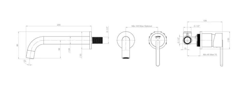 Laufen - Lua - Mosdó csaptelep - H3115F60041201 – 2. kép