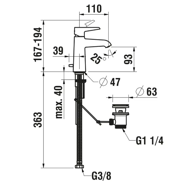 Laufen - Pure - Mosdó csaptelep - HF901701100000 – 2. kép