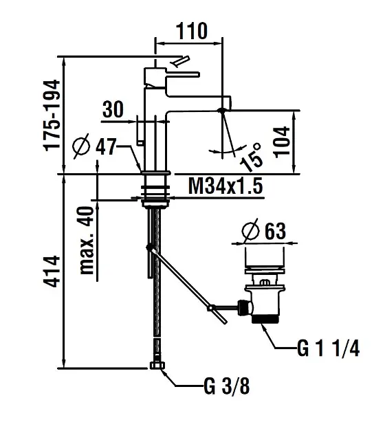 Laufen - Twinplus Slim - Mosdó csaptelep - HF505401100000 – 2. kép