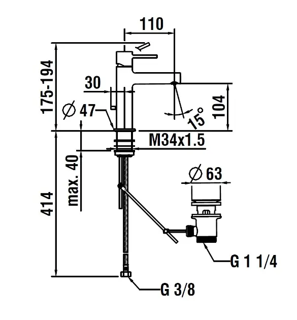 Laufen - Twinplus Slim - Mosdó csaptelep - HF505402428000 – 2. kép