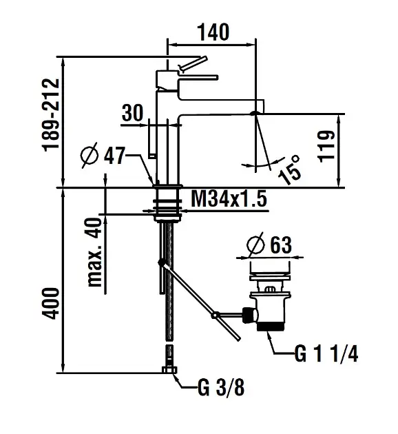 Laufen - Twinplus Slim - Mosdó csaptelep - HF505403100000 – 2. kép